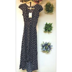NWT XS Floral Dress- slight High/low/elastic waist
